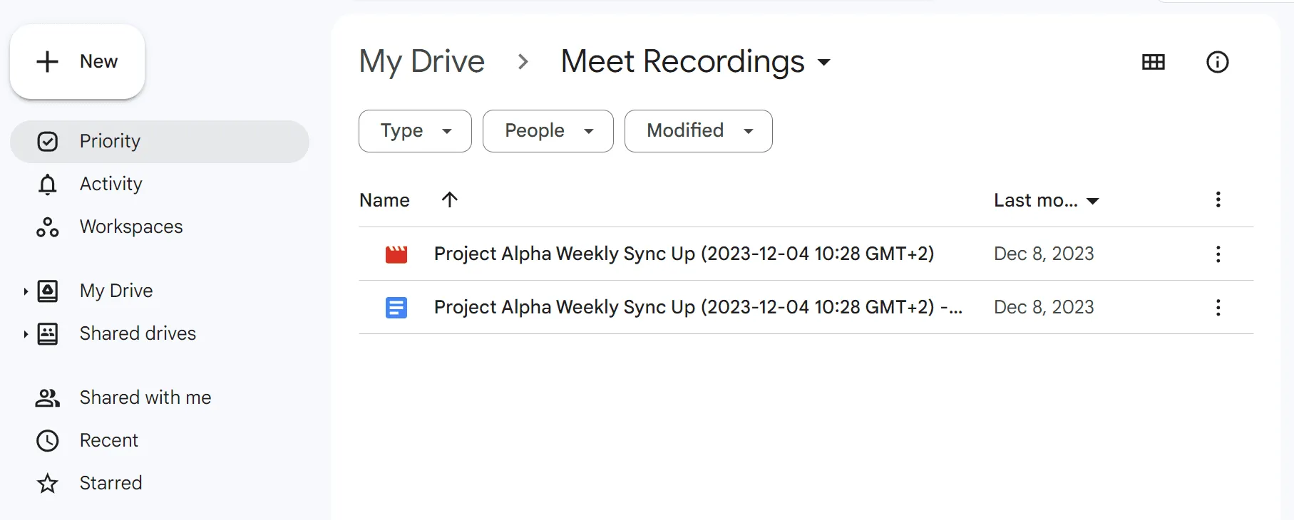 Video recording is automatically saved to Google Drive