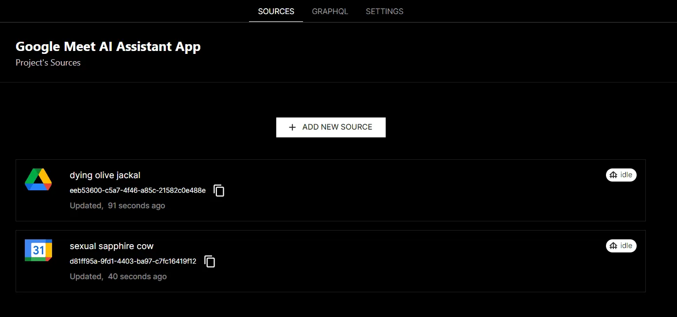 Google Drive and Calendar are chosen data sources for Unbody