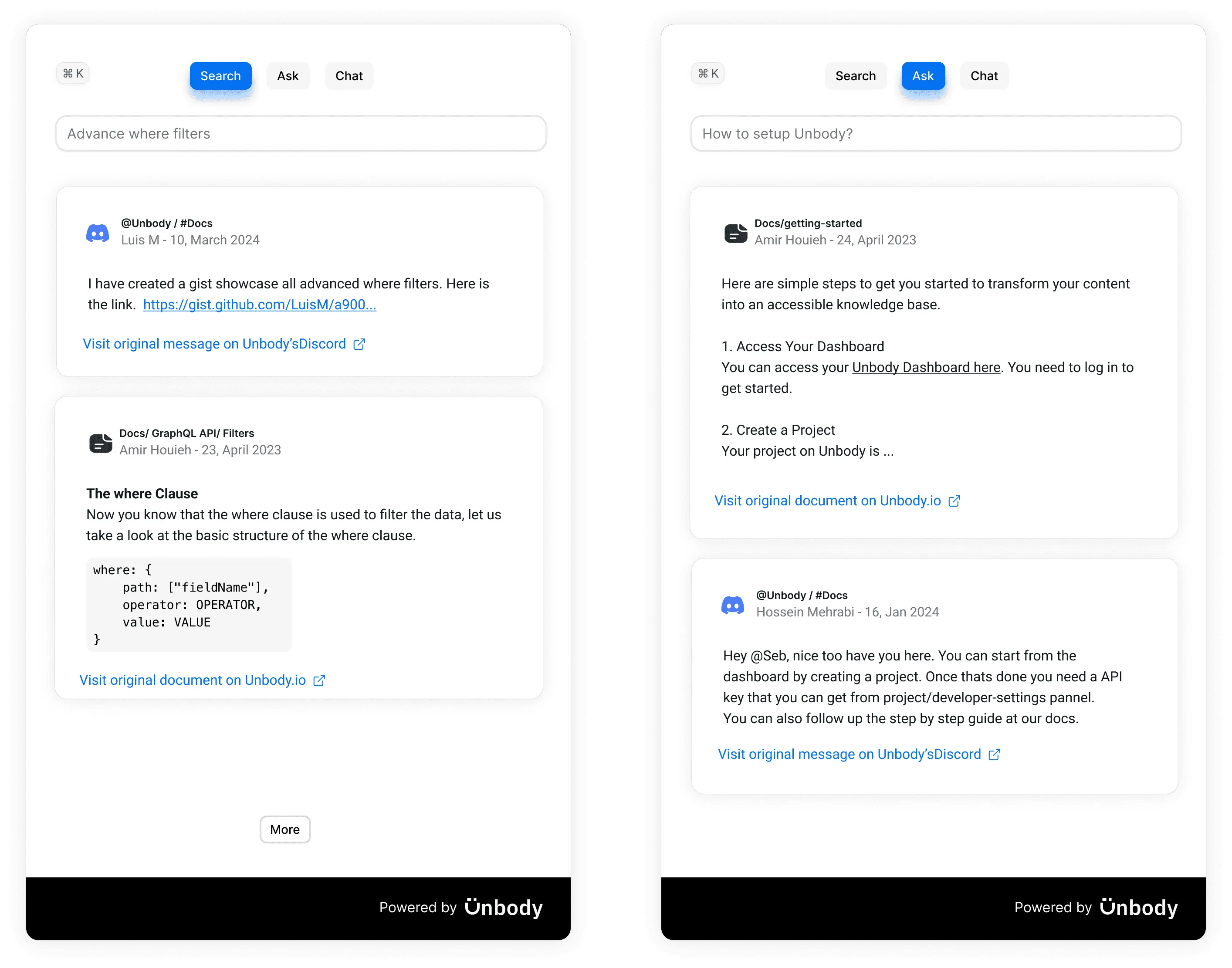 Unbody-powered search plugin for websites and documentation